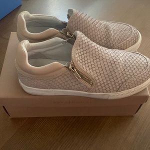 Used but good condition beige sneakers by Ash - size 41 with gold zipper detail